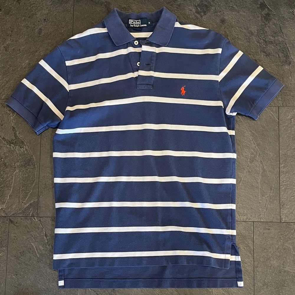 Polo by Ralph Lauren Men's Navy and White Striped Polo